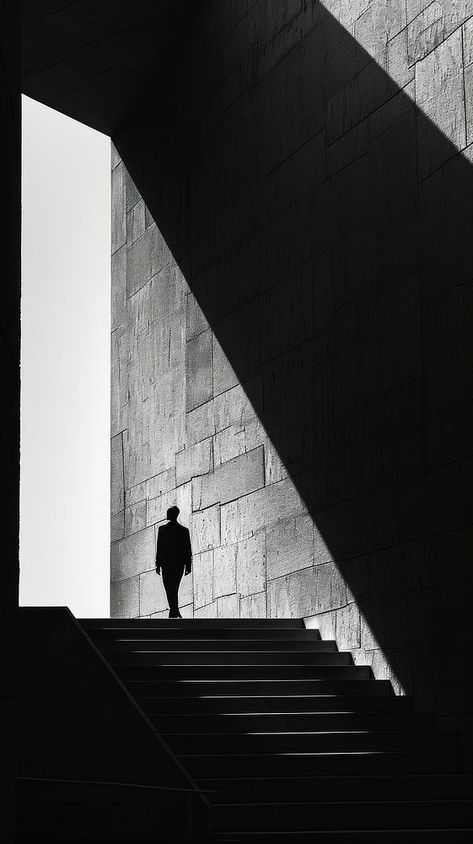 Silhouette person architecture monochrome staircase. | premium image by rawpixel.com / Chaiwoot Pooh Iphone Wallpaper Aesthetic Black White, Monochrome Staircase, Black And White Photos Aesthetic, Old Architecture Photography, Geometrical Animals, Person Architecture, Federer Style, Dark Astethic, Staircase Photography