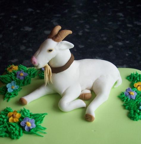 Goat Cake, Farm Cake, 3rd Birthday Cakes, Fondant Animals, Spring Cake, Cute Goats, Candy Cakes, Animal Cakes, A Goat