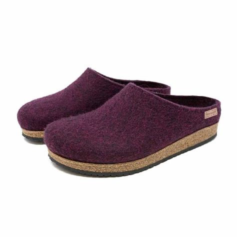 Women's Clogs - Stegmann Clogs Stegmann Clogs, Wool Clogs, Supportive Sandals, Dark Magenta, Wooden Clogs, Thick Socks, Leather Clogs, House Shoes, Leather Mules