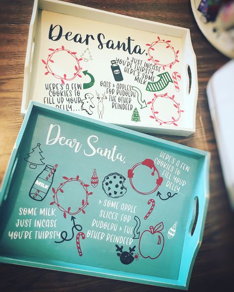 Tray For Santa Cookies, Christmas Santa Tray Diy, Santa Tray Cricut, Cricut Santa Cookie Tray, Diy Cookie Tray For Santa, Diy Christmas Gifts Sublimation, Diy Milk And Cookies For Santa, Quick And Easy Cricut Projects To Sell, Santas Cookies Tray Diy