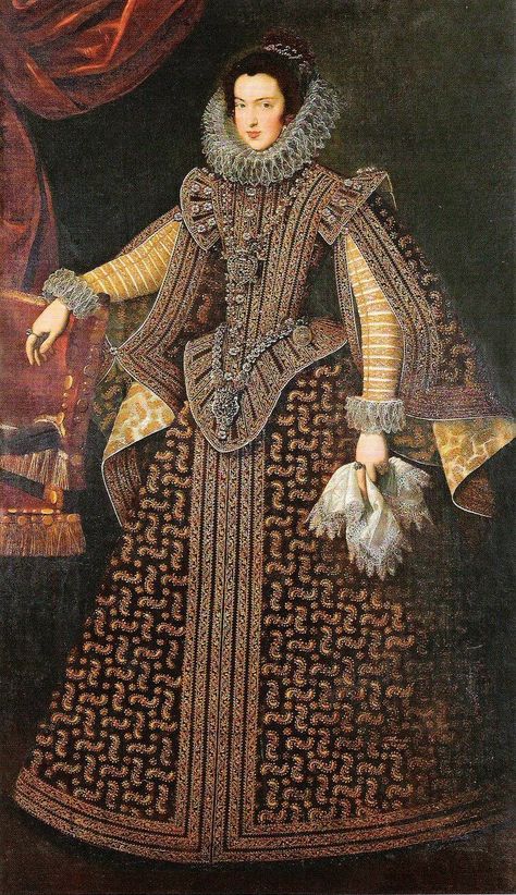 Juan van der Hamen y León - Isabel de Borbon 16th Century Fashion, Tudor Fashion, Baroque Painting, Spanish Fashion, Baroque Art, Don Juan, Female Portraits, A4 Poster, Historical Costume