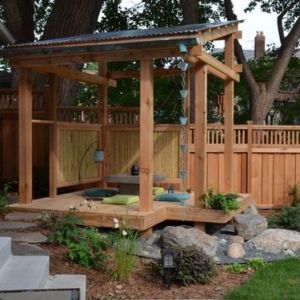 Patio Wall Planters, Outdoor Yoga Space, Outdoor Meditation Space, Tea House Design, Yoga Platform, Hardscape Backyard, Yoga Garden, Outdoor Meditation, Japanese Garden Ideas