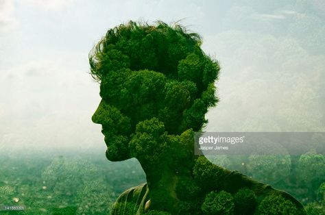 double exposure of mans head and green trees Double Exposure Portrait, Double Exposition, Double Exposure Photography, City Silhouette, Reflection Photography, Multiple Exposure, Exposure Photography, Photo Series, Silhouette Projects