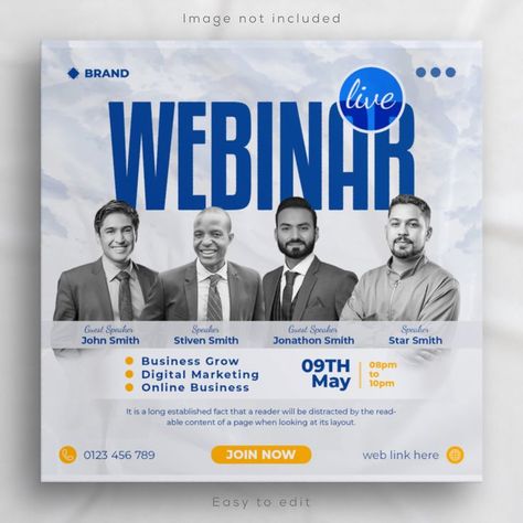 Live Webinar Poster, Panel Discussion Poster Design, Event Post Design, Webinar Ads, Event Social Media Post, Webinar Ideas, Webinar Social Media Post, Webinar Banner, Webinar Flyer