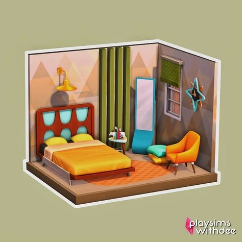 Sims Rooms, Retro Bed, Retro Bedroom, Retro Bedrooms, Sims 4 Cc, The Sims 4, The Sims, Sims 4, Too Much