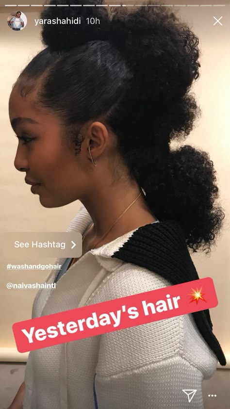 Banded Ponytail Natural Hair, Yara Shahidi Hairstyles Grown Ish, Banded Ponytail, Grown Ish Hairstyles, Yara Shahidi Hairstyles, Cabello Afro Natural, Natural Hair Ideas, Hair Fair, Grown Ish