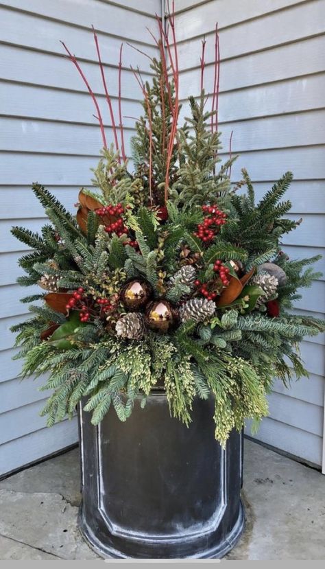 Porch Pots, Christmas Urns, Outdoor Christmas Planters, Winter Floral Arrangements, Holiday Planter, Winter Planter, Christmas Pots, Christmas Planters, Christmas Flower Arrangements