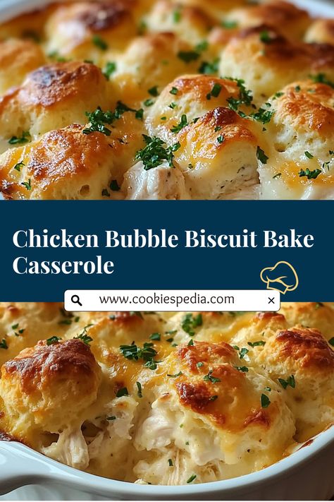 Weight Watchers Bubble Up Recipes, Bubble Bake, Easy Crowd Meals, Fluffy Biscuits, Savory Cheese, Biscuit Bake, Baked Casserole, Crispy Onions, Tender Chicken