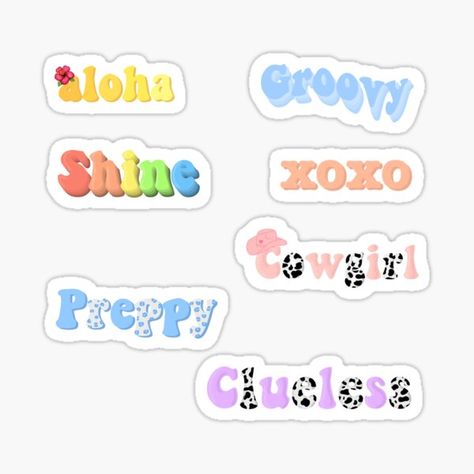 Preppy Writing, Preppy Words, Preppy Fonts, Preppy Cowgirl, Writing Aesthetic, Preppy Stickers, Stickers Shop, Language Works, Aesthetic Fonts