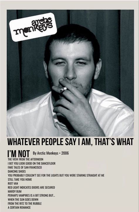 minimal polaroid album poster for whatever people say i am thats what im not by arctic monkeys Arctic Monkeys Album Cover, Am Poster, Am Album, Album Wall, Minimalist Music, Music Poster Ideas, Vintage Music Posters, Music Poster Design, Minimalist Posters