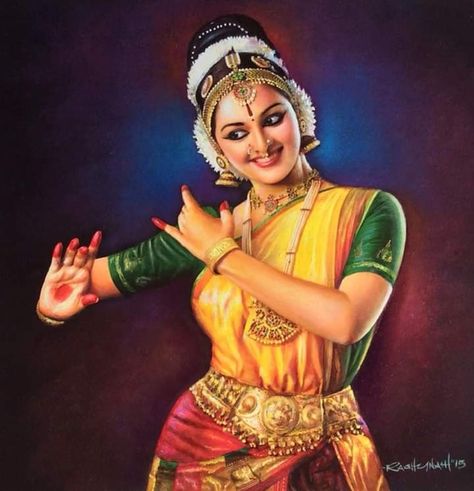 Bharatnatyam Dancer Painting, Dancer Canvas Painting, Bharathanatyam Paintings, Barathanatiyam Pose Drawing, Kathak Dancer Painting, Bharatnatyam Painting On Canvas, Bharatanatyam Poses Sketches, Bharatanatyam Dancer Painting, Kuchipudi Dance Drawing