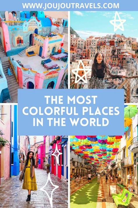 10 Most Colorful Places in the World to Explore in 2024 - jou jou travels Umbrella Street, Colors Of The World, Colorful Umbrellas, Colorful Places, Beautiful Streets, Blue City, Trip Itinerary, Solo Female Travel, Fishing Villages