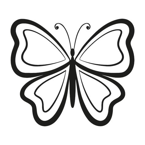 Simple black butterfly hand drawn silhou... | Premium Vector #Freepik #vector #monarch-butterfly #butterfly #butterfly-logo #butterfly-illustration Black Outline Heart, Easy Butterfly Drawing, Diy Quilling Crafts, Simple Flower Drawing, Silhouette Butterfly, Black And White Butterfly, Butterfly Art Drawing, Butterfly Black And White, Butterfly Stencil