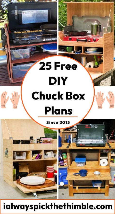 Diy Chuckbox, Chuck Box Plans, Camp Kitchen Chuck Box, Portable Camp Kitchen, Camping Chuck Box, Camp Kitchen Box, Camping Gear Diy, Outdoor Camping Kitchen, Chuck Box