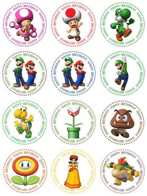 Bountiful Blessings: More Cupcake Toppers! Super Mario Cupcakes, Mario And Friends, Super Mario Brothers Birthday, Mario Kart Party, Mario Theme, Super Mario Bros Birthday Party, Mario E Luigi, Super Mario Bros Party, Mario Bros Birthday