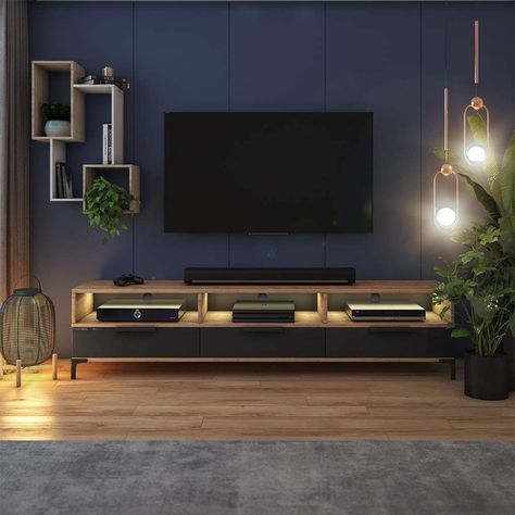 Living Room Decor Tv, Tv Stand Decor Living Room, Navy Living Rooms, Tv Stand Decor, Living Room Tv Unit Designs, Living Room Tv Unit, Tv Room Design, Interior Design Per La Casa, Mobile Tv