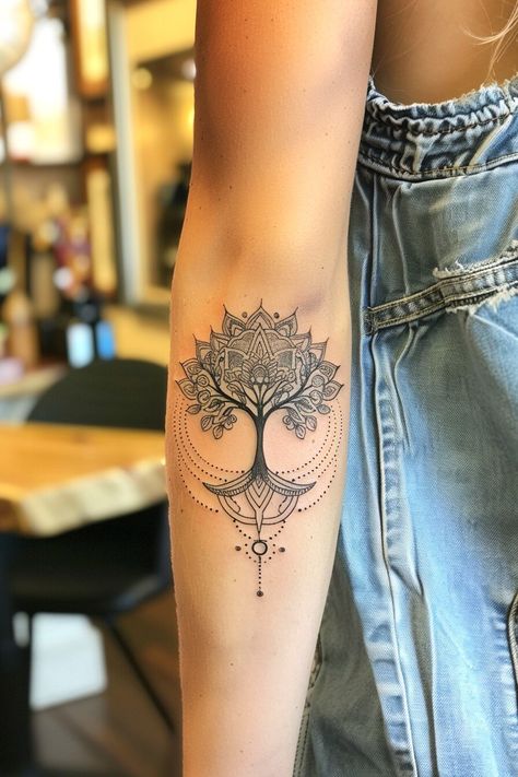 Tree Of Life Hand Tattoos For Women, Tree Of Life Tattoo Sternum, Unique Tree Of Life Tattoo, Tree Of Life Small Tattoo, Mandala Tree Of Life Tattoo For Women, Three Of Life Tattoo, 2024 Tattoos For Women, Celtic Tree Of Life Tattoo Feminine, Tree Of Life Tattoo For Women