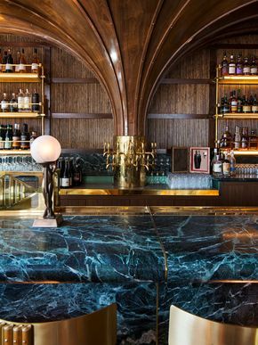 Midcentury bar ideas - Born and Raised rooftop is a show stopping Art Deco Bar Design, Midcentury Bar, Deco Bar, Lake House Interior, Modern Home Bar, Art Deco Bar, Bar Interior Design, Trendy Bar, Art Deco Interior Design