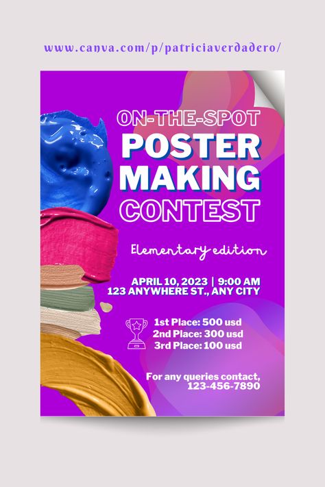 Follow us on our Canva profile for more Event Posters for Free and Pro Templates! 🥰 #Canva #Template #Art #Poster #GraphicDesign #Event #Editable #Design #Graphics Art Contest Poster, Contest Poster Design Ideas, Poster Making Contest, Contest Poster, Template Art, Event Poster Template, Poster Competition, Event Posters, Coloring Contest