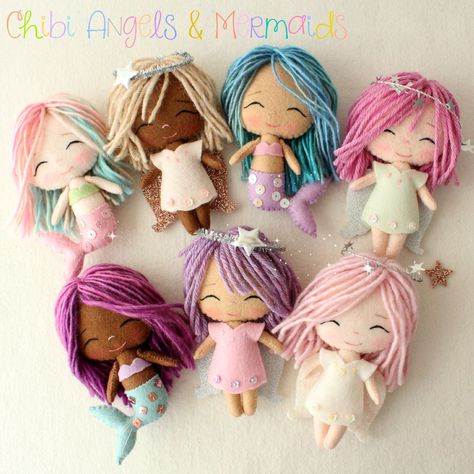 Trendy Sewing, Mermaid Dolls, Sewing Dolls, Felt Dolls, Doll Crafts, Soft Sculpture, Felt Toys, Fabric Dolls, Felt Animals