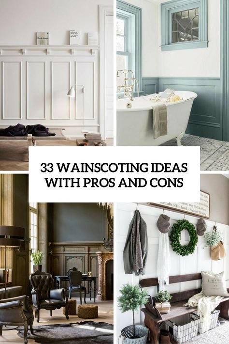 wainscoting ideas with pros and cons cover Painted Wainscoting Ideas, Painted Wainscoting Ideas Color Schemes, Chair Rail Paint Ideas, Interior Design Country, Brick Living Room, Wainscoting Ideas, Painted Wainscoting, Wainscoting Bedroom, Dining Room Wainscoting