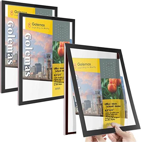 Amazon.com: Golemas Acrylic Magnetic 8.5 x 11 Wall Sign Holder, Self Adhesive Display Frame, Easy Front Opening Document Frame on Refrigerator, Door, Window, Wall for Home, Office, Store, School(6 pack, Black) : Office Products Acrylic Sign Holder, Document Frame, School Supply Store, Display Frames, Magnetic Paper, Plastic Board, Poster Display, Magnetic Strip, Sign Display