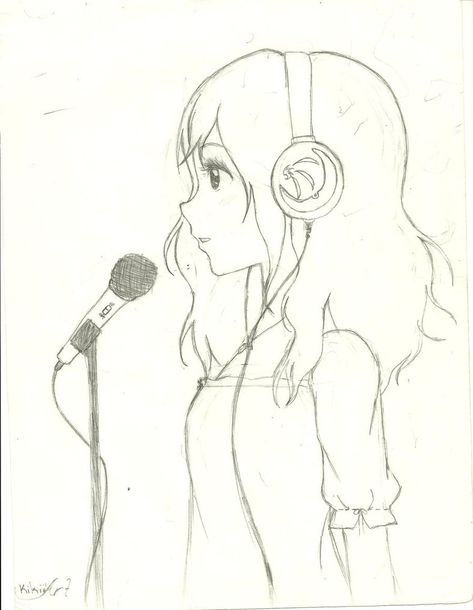 Girl Singing Drawing, Anime Singing, Singing Drawing, Girl Singing, Pencil Drawing Images, Girl Drawing Sketches, Animation Art Sketches, Disney Art Drawings, Cool Pencil Drawings