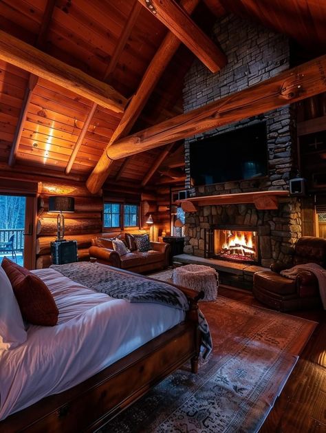 Cabin House Aesthetic, Cabin Interiors Bedroom, Minecraft Ranch, Cabin House Interior, Log Cabin Bedrooms, Log Cabin Mansions, Cabin Rooms, Popular Home Decor, Game Room Ideas