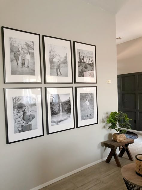 6 Large Picture Frames On Wall, Photo Wall 6 Frames, 20x24 Picture Frame On Wall, Large Black Photo Frames, 6 Black Frames On Wall, Three Large Photos On Wall, Black Frame Family Photo Wall, Wedding Photo Wall Ideas Living Rooms, Black And White Wedding Photos Framed