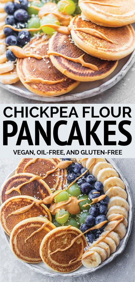 Chickpea Flour Crepes, Chickpea Flour Pancakes, Brunch Vegan, Chickpea Flour Recipes, Pancakes Vegan, No Flour Pancakes, Flour Pancakes, Vegan Brunch, Vegetarian Breakfast Recipes