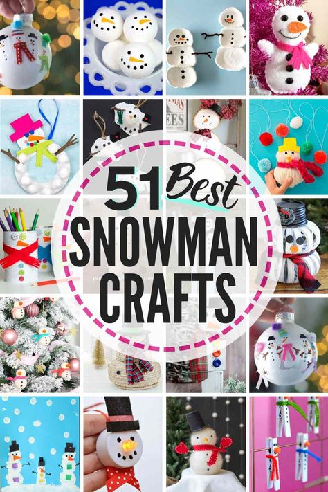 51 BEST Snowman Crafts! #snowman #crafts #snowmancrafts #snowmancraftideas #snowmanideas #snowmencraft #DIYsnowman #snowmanpainting #snowmanornaments #snowmankidscrafts #snowmancraftsforkidstomake #snowmanchristmastreeideas #snowmencraftsforkids #snowmanwreath #snowmanart #snowmandecorations #snowmanideas #snowmanDIY Diy Easy Winter Crafts, Crafts Snowman, Tea Light Snowman, Diy Snowman Ornaments, Snowman Crafts Diy, Handprint Ornaments, Kids Craft Room, Penny Pinching, Winter Craft