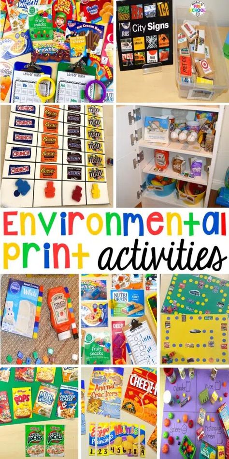 Environmental Print for Preschool - Pocket of Preschool Environmental Preschool Activities, Sign Study Dramatic Play, Preschool Environmental Print, Recycle Math Activities Preschool, Preschool Sign Study, Recycle Study Creative Curriculum, Signs Preschool Activities, Recycling Study Creative Curriculum, Creative Curriculum Signs Study Activities