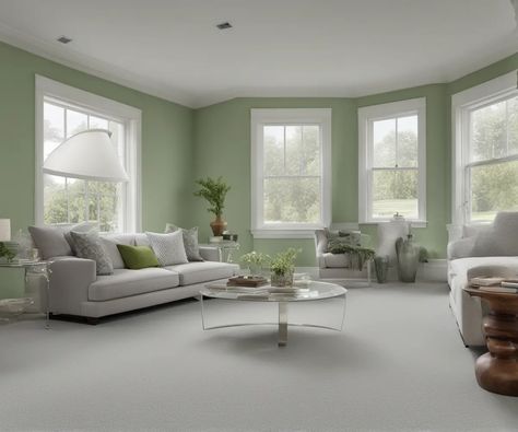 What Color Carpet Goes With Pale Green Walls? - DreamyHomeStyle Pale Green Walls, Green Walls, Best Carpet, Grey Carpet, White Rooms, Color Complement, Green Rooms, New Carpet, Carpet Colors