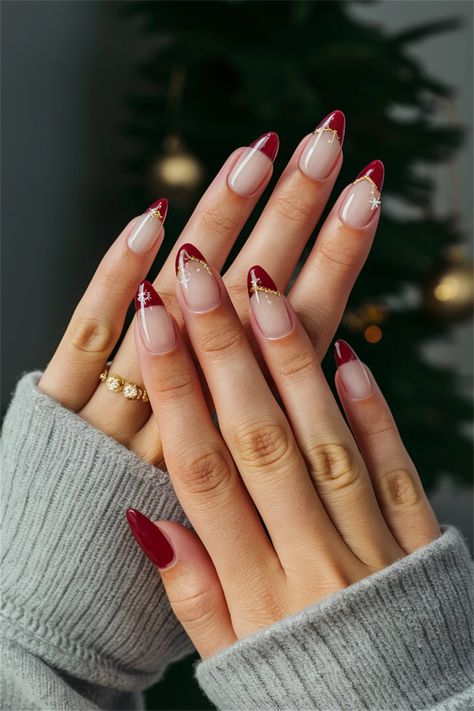 Embrace the festive spirit with these simple nail ideas perfect for Christmas! Try a classic red polish adorned with delicate white snowflakes for a charming touch. Add a twist with a glossy top coat for that extra shine or a matte finish for a modern look. These easy designs will elevate your holiday style without the fuss. Discover how to nail the season with sophistication and flair! Nail Art Designs For Bride Indian Red, Winter Christmas Nails Simple, Simple Nail Ideas, Cute Red Nails, White Gel Nails, Engagement Nails, Easy Designs, Maroon Nails, Red Christmas Nails