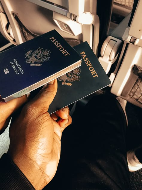 Multiple Passports Aesthetic, Black Couple Passport Picture, Couples Passport Aesthetic, Passport Couple Pictures, Couple Passport Picture, Passport Aesthetic Black Woman, Passport Aesthetic Couple, Visition Board, Tourist Poses