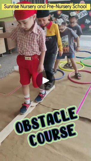 Gross motor obstacle path | Gross motor obstacle path for body balance and coordination 
#sunriseldh #BestPreSchoolLudhiana #bestschoolludhiana #bestplayschool #playschoolactivities... | By Sunrise Nursery SchoolFacebook Hopping Activities For Preschoolers, Sunrise Nursery, Indoor Kid Activities, Obstacle Course Ideas For Kids, Indoor Obstacle Course, Toddler Obstacle Course, Play School Activities, Obstacle Course Games, Obstacle Race