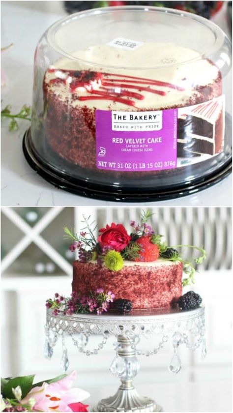 15 Grocery Store Cake Hacks That Turn An Ordinary Cake Into A Work Of Art How To Make A Store Bought Cake Look Fancy, Grocery Store Cake Makeover Diy, Store Bought Cupcake Makeover, Store Bought Cake Makeover Birthday, Costco Cake Makeover, Store Bought Cake Makeover, Grocery Store Cake Makeover, Wedding Cake Hacks, Store Bought Desserts