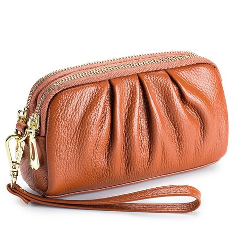 PRICES MAY VARY. 【Materials】Women's clutch purses made of genuine leather, it feels very soft and comfortable, and the appearance is very textured. Polyester lining and sturdy gold hardware. 【Size】7.48"(L)x1.57"(W)x4.33"(H), (19*4*11cm), 0.4lb(180g) . The trendy women's wristlet wallet is easy to put into your backpack or hold in your hand. Detachable wrist strap:7.8in. 【Structures】This wristlet clutch purse has 2 main pockets, 1 interior card pocket and 1 interior zipper pocket to keep extra-or Leather Clutch Bag, Leather Clutch, Clutch Bag, Wallets, Coin Purse, Mobile Phone, Coin, Genuine Leather, Purse