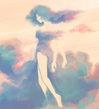 Lady of the Clouds by TiffyInaBox Cloud Woman Art, Cloud Goddess Art, Cloud Hair Drawing, Cloud Person, Cloud Goddess, Stargazy Pie, Picture Of Clouds, Cloud Kingdom, Cloud Giant