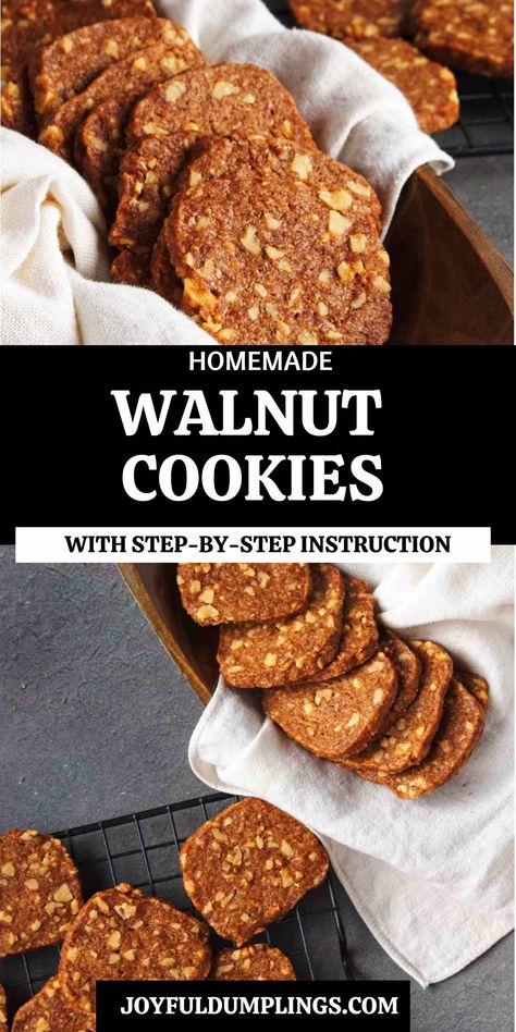 walnut cookies Molasses Walnut Cookies, Walnut Recipes Healthy, Walnut Cookies Recipe, Mouth Base, Walnut Cookie Recipes, Caramelized Walnuts, Walnuts Recipe, Easy To Make Snacks, Vegan Baking Recipes