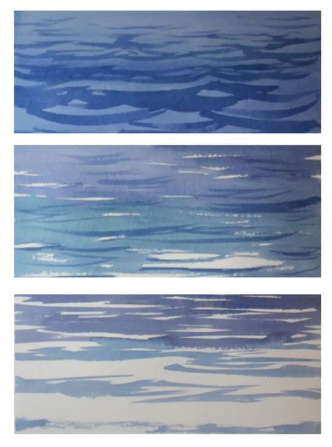 Paint Water With Watercolor, Watercolor Water Ripples, Watercolor Ocean Easy, How To Paint Water Ripples, Painting Water In Watercolor, How To Paint Waves Watercolor, How To Color Water, Watercolor Water Painting, How To Watercolor Water