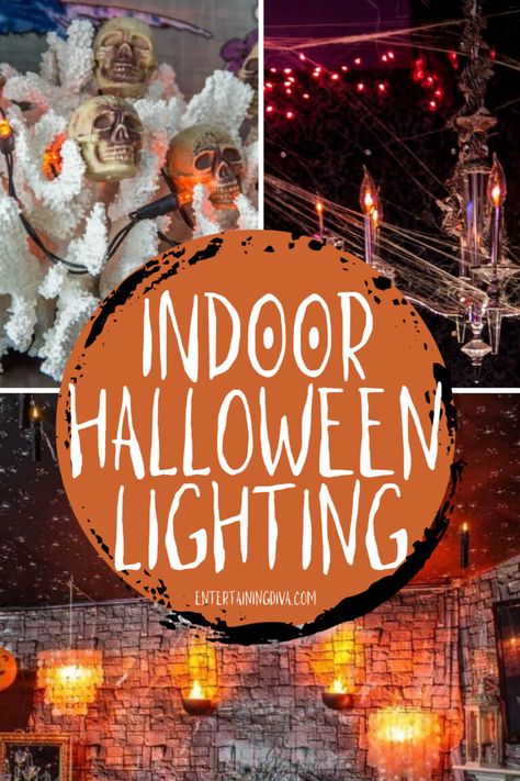 Lighting For Halloween Party, Halloween Indoor Lights, Halloween Lighting Indoor, Halloween Party Lighting, Halloween Lights Indoor, Indoor Lighting Ideas, Halloween Haunted House Diy, Halloween Lighting, Halloween Haunted House Decorations