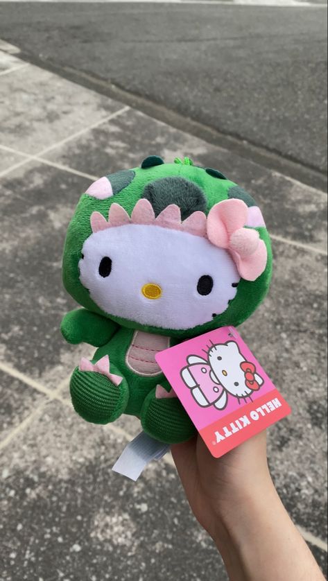 Dino Hello Kitty, Lacey Aesthetic, Sanrio Stuffed Animals, Dino Plushies, Hello Kitty Stuffed Animal, Plushies Aesthetic, Dino Costume, Hello Kitty Gifts, Hello Kitt