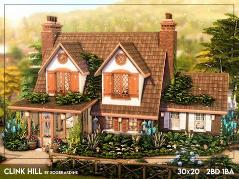 Bloxburg Cottage, Sims 4 Cottage, Lotes The Sims 4, The Sims 4 Lots, Sims Houses, Sims Builds, Sims 4 House Building, House Farmhouse, Sims 4 House Design