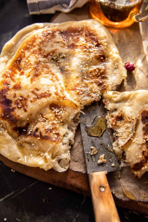 Sesame Gouda Stuffed Naan, Gouda Recipes, Stuffed Naan, Stuffed Recipes, Half Baked Harvest Recipes, Stuffed Bread, Homemade Beer, Naan Recipe, Grilled Meats