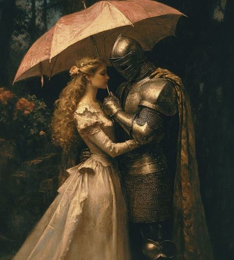 Knight And Princess, High Resolution Prints, Fairytale Aesthetic, Medieval Aesthetic, Rennaissance Art, Historical Painting, Knight In Shining Armor, Knight Art, Romance Art