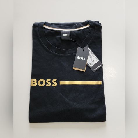 Hugo Boss T-Shirt Special With Uv Protection Small Size Gold Logo Boss Hugo Boss Tshirt, Hugo Boss T Shirt, Vintage Basketball Jerseys, Boss Tshirt, Boss Shirts, Boss T Shirt, Boss Black, Hugo Boss Man, Dark Blue Color