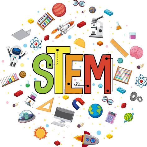 Colourful STEM education logo with learning elements Steam Education Poster, Stem Logo Graphics, Stem Strand Logo, Stem Background Design, Stem Logo Design, Stem Strand, Stem Logo, Stem Poster, Stem Posters