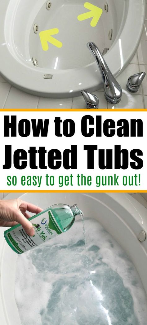 Cleaning a jetted tub has never been so easy and this all you have to do to get that dirty gunk out of the inside of those jets! How to effectively and easily clean the inside of the tubes in your bathtub. You'll be amazed how dirty they really are! Clean Jetted Tub, Bathtub Diy, Cleaning Bathtub, Tub Cleaning, Diy Cleaner, Homemade Cleaners Recipes, Diy Hot Tub, Healty Dinner, Jetted Bath Tubs