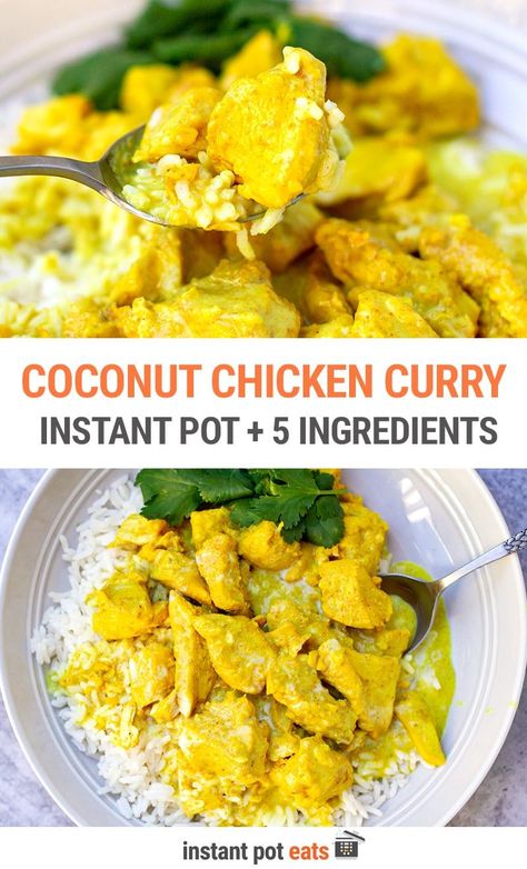 Coconut Chicken Curry Instant Pot, Instapot Coconut Curry Chicken, Instant Pot Coconut Curry Chicken, Instant Pot Coconut Chicken, Chicken Curry Instant Pot, Easy Coconut Chicken, Pressure Cooker Recipes Chicken, Coconut Chicken Curry, Chicken Cauliflower